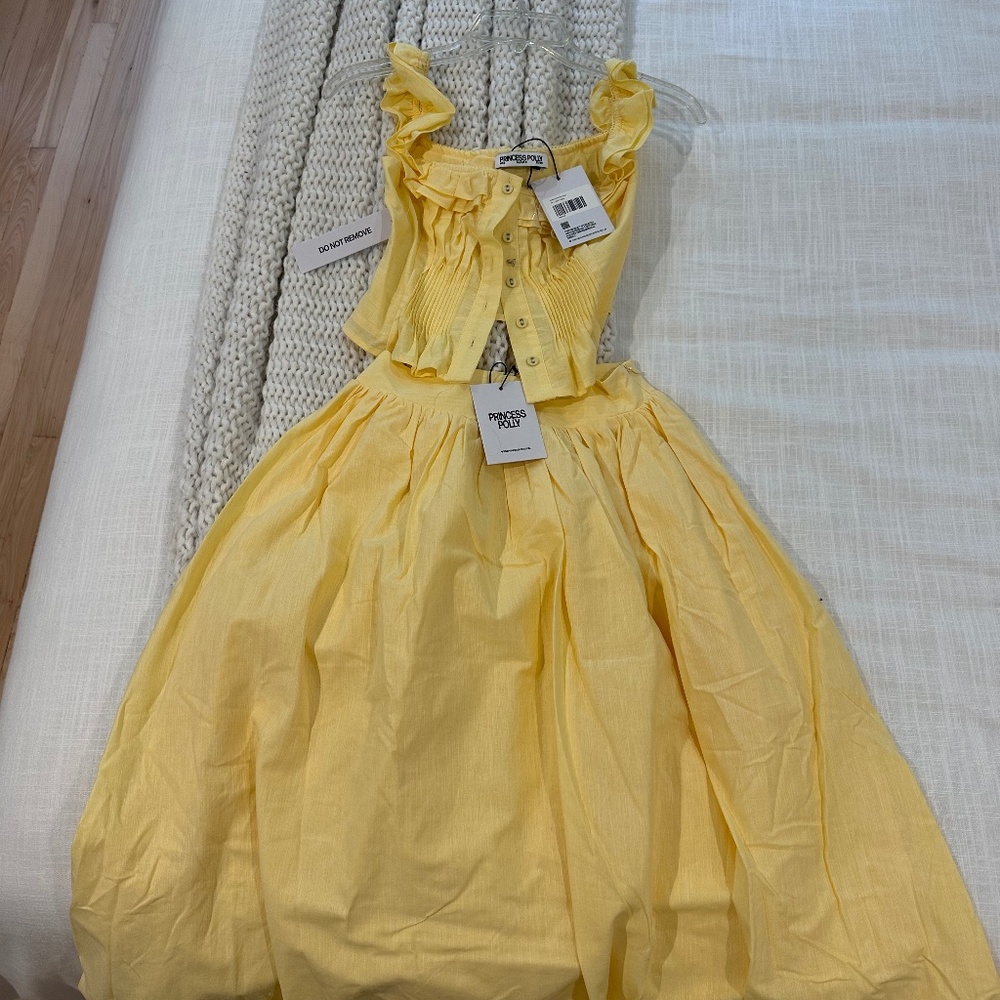 Ruffle Top/Maxi Skirt Poplin Set TAGS ATTACHED, NEVER WORN